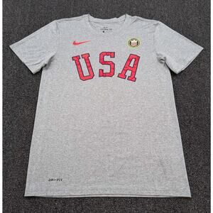 Nike Dri-Fit USA Olympics Youth Tee T-shirt Gray & Red Size Small